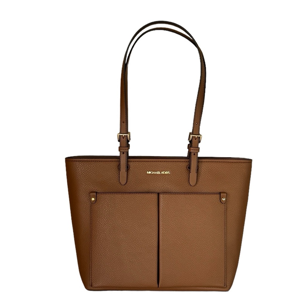 Michael Kors Jet Set Travel Medium Double Pocket Tote Shoulder Bag Brown